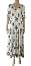 Load image into Gallery viewer, Desire Fashion beige with black floral midi dress
