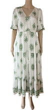 Load image into Gallery viewer, Desire Fashion beige with green floral midi dress
