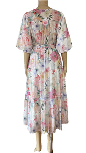 Desire Fashion pink floral puffy sleeves maxi dress 43240071-5