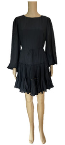 Indikha Black Mini Long Puffy Sleeves Dress