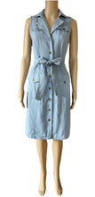 Load image into Gallery viewer, Sunny Girl Denim Midi Dress blue
