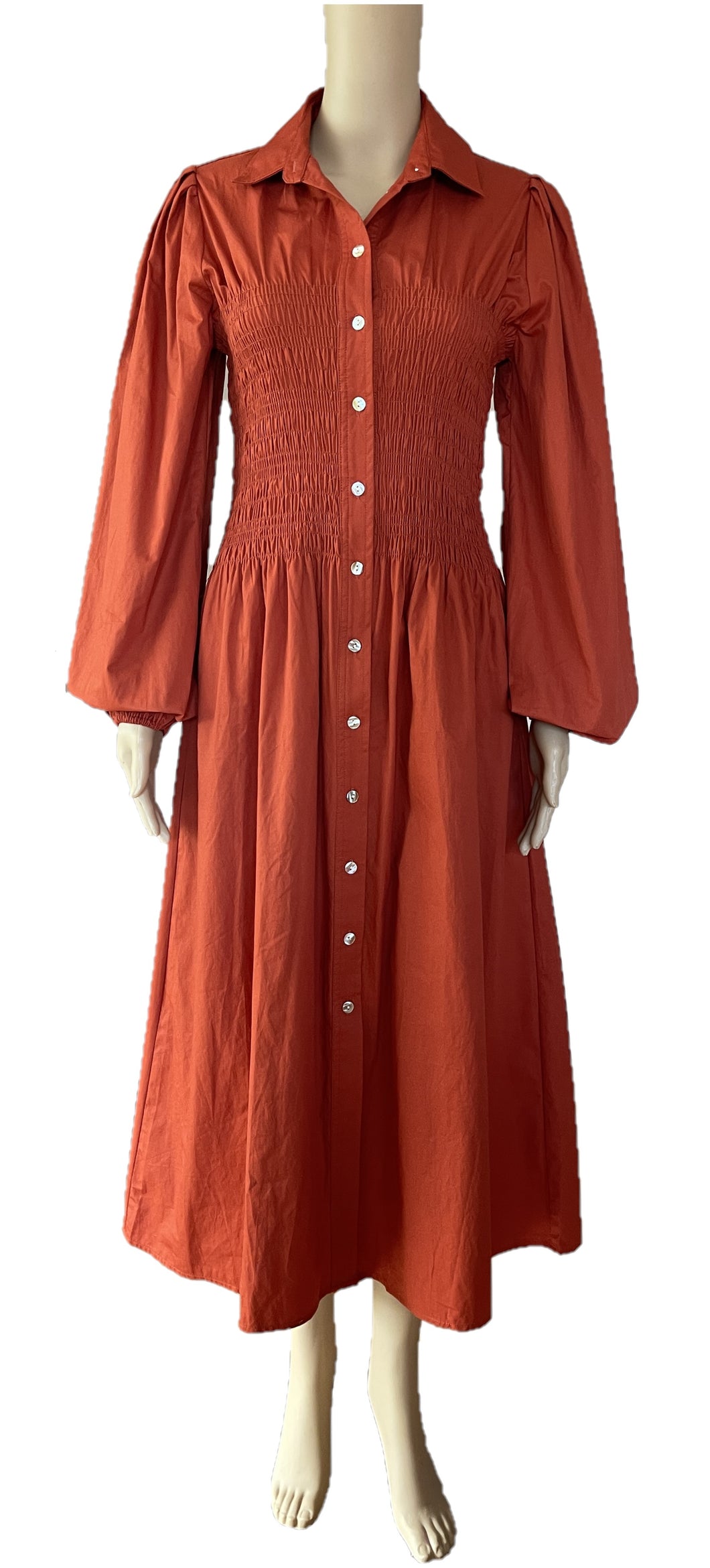Sunny Girl 100% cotton midi rust dress  133135A