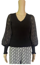 Load image into Gallery viewer, Sunny Girl Lace Puffy Sleeves Knit Jumper Black
