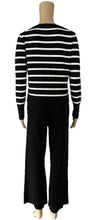 Load image into Gallery viewer, Sunny Girl Stripy Knit Cardigan Black Front 200982M
