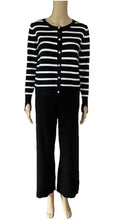 Load image into Gallery viewer, Sunny Girl Stripy Knit Cardigan Black Front 200982M
