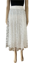 Load image into Gallery viewer, Sunny Girl White lace gold floral prints midi skirt 140877A
