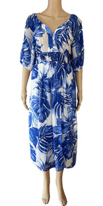 Sunny Girl blue prints midi dress 133559A