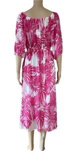 Sunny Girl hot pink prints midi dress 113559A