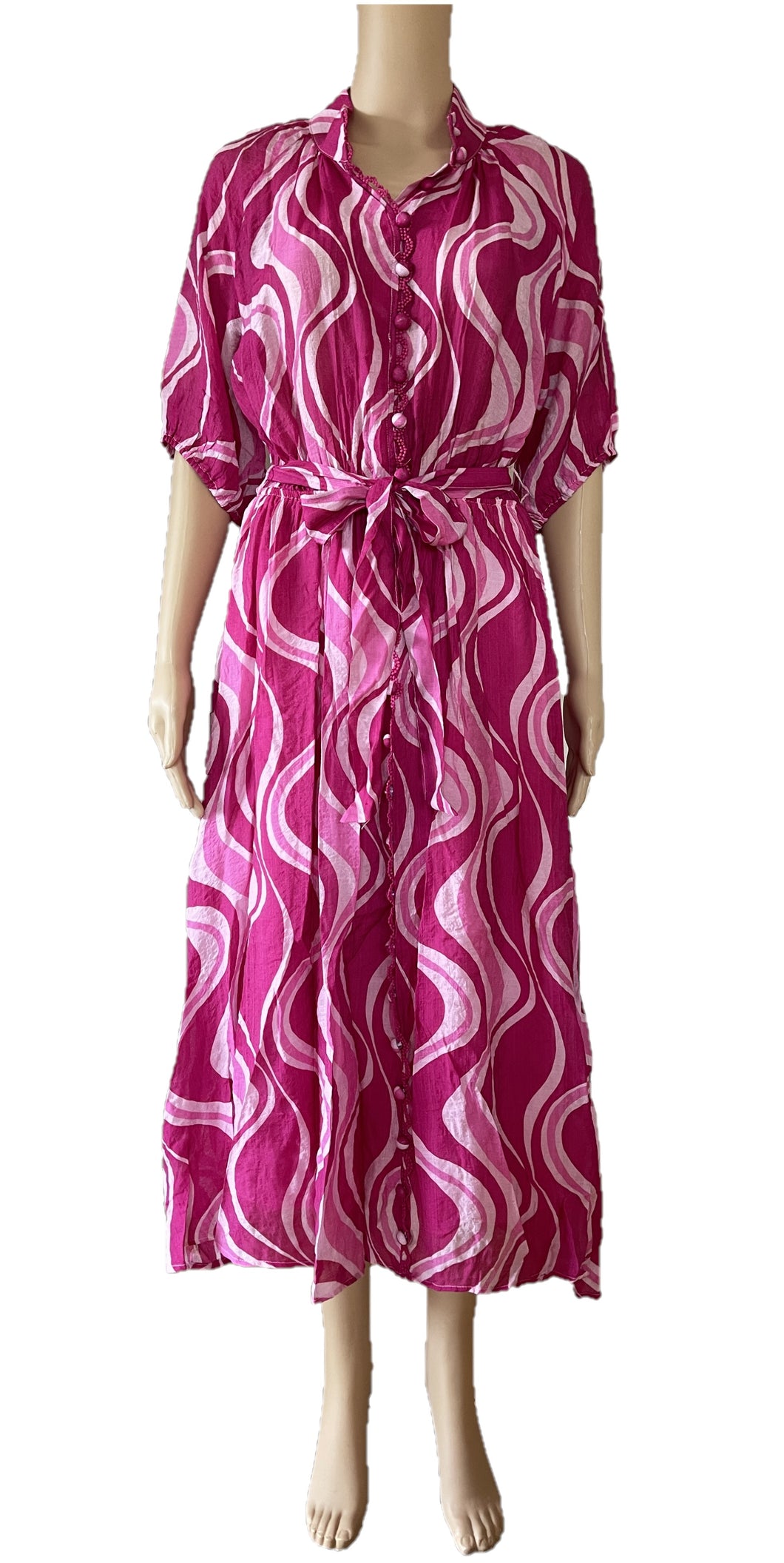 Sunny Girl Hot Pink Prints Maxi Dress