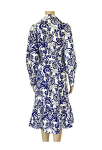 Sunny Girl Cotton Blue Prints Midi Dress